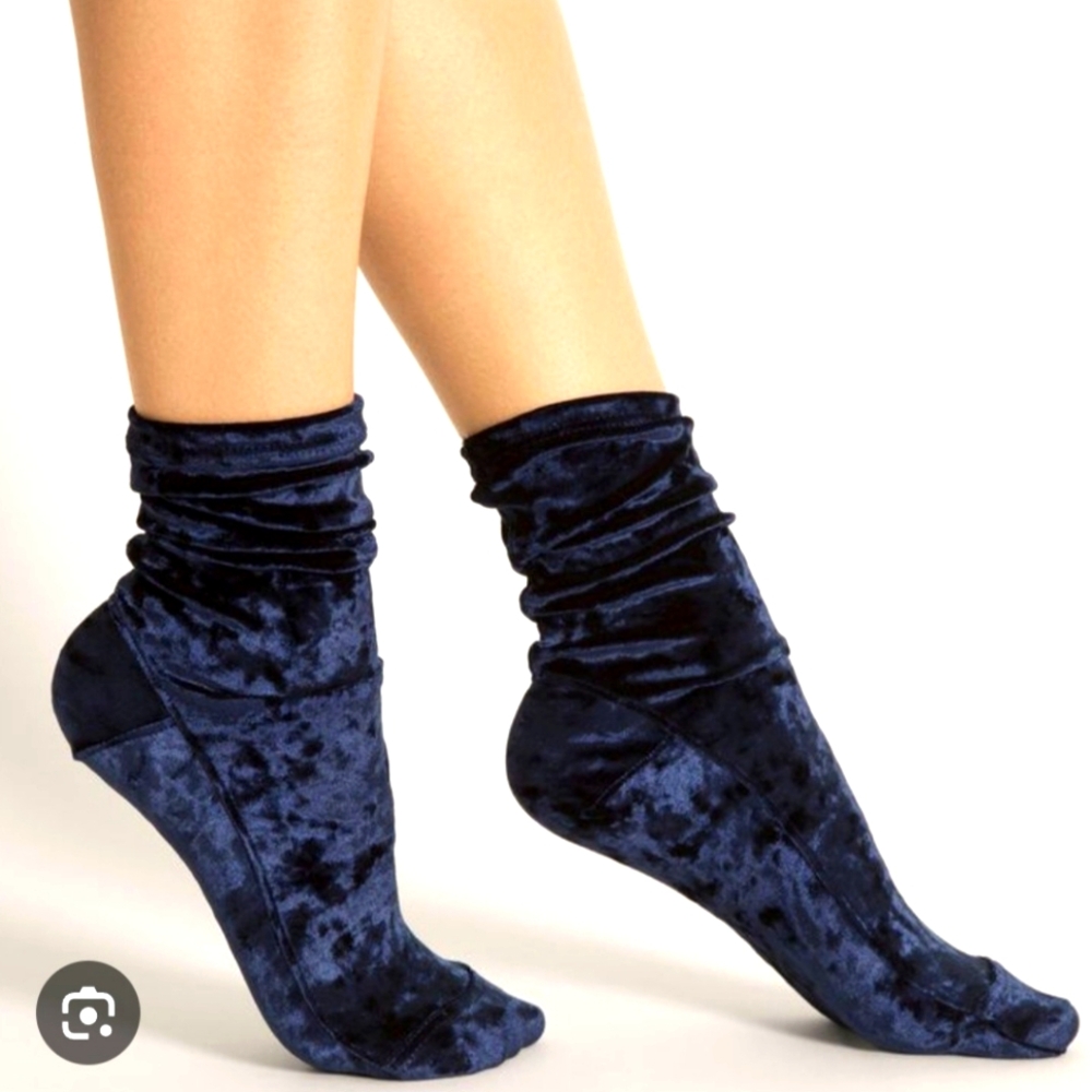 Darner Crushed Velvet Midnight Blue Socks Fits Sizes 5 To 7.5